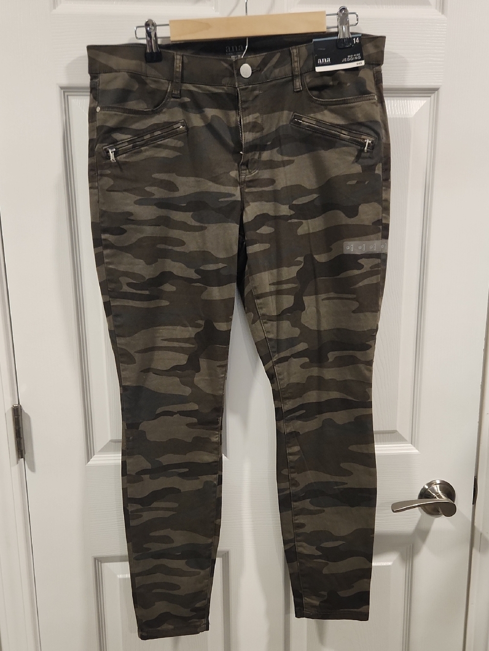 a.n.a Olive Green Camo Soft Skinny Jeans